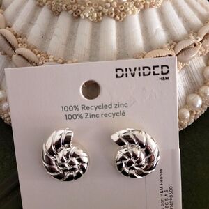 Divided Silver Spiral Earrings